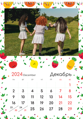 Вертикальные настенные перекидные календари - Заводные фрукты Декабрь